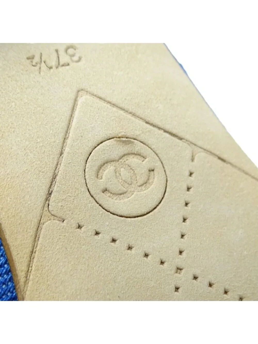 Chanel Sandals Camellia Denim Leather Blue White Summer Mules